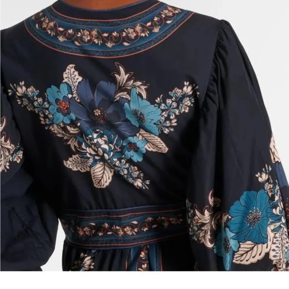 FARM Rio Black Maxi Dress with Teal and Pink Floral Print - Picture 3 of 9